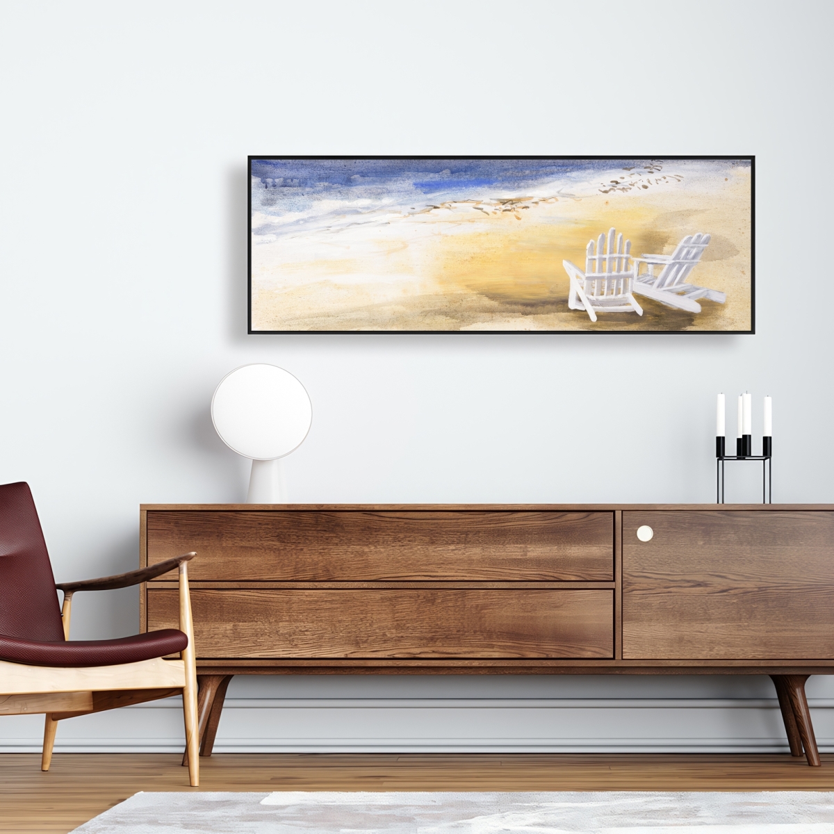 C1FC1648ZNASSQ 16 x 48 in. Day At the Beach - White Coastal Framed Canvas Art for Home