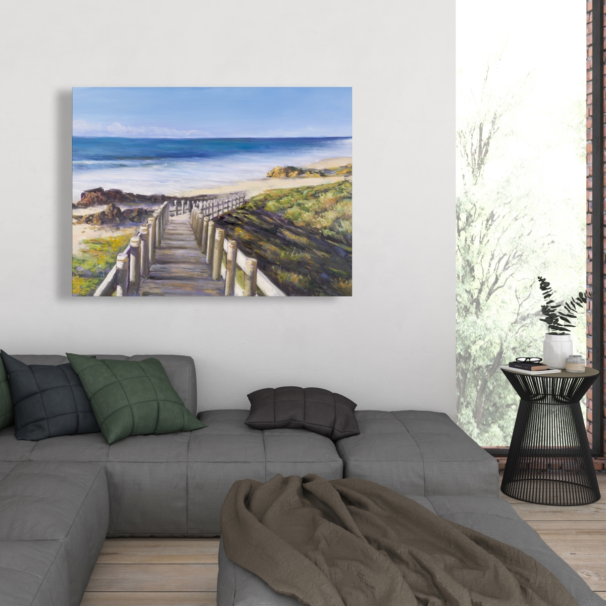 C1RC3648MJGW66 36 x 48 in. Walk To the Seaside - Sea Brown Canvas for Home Decor