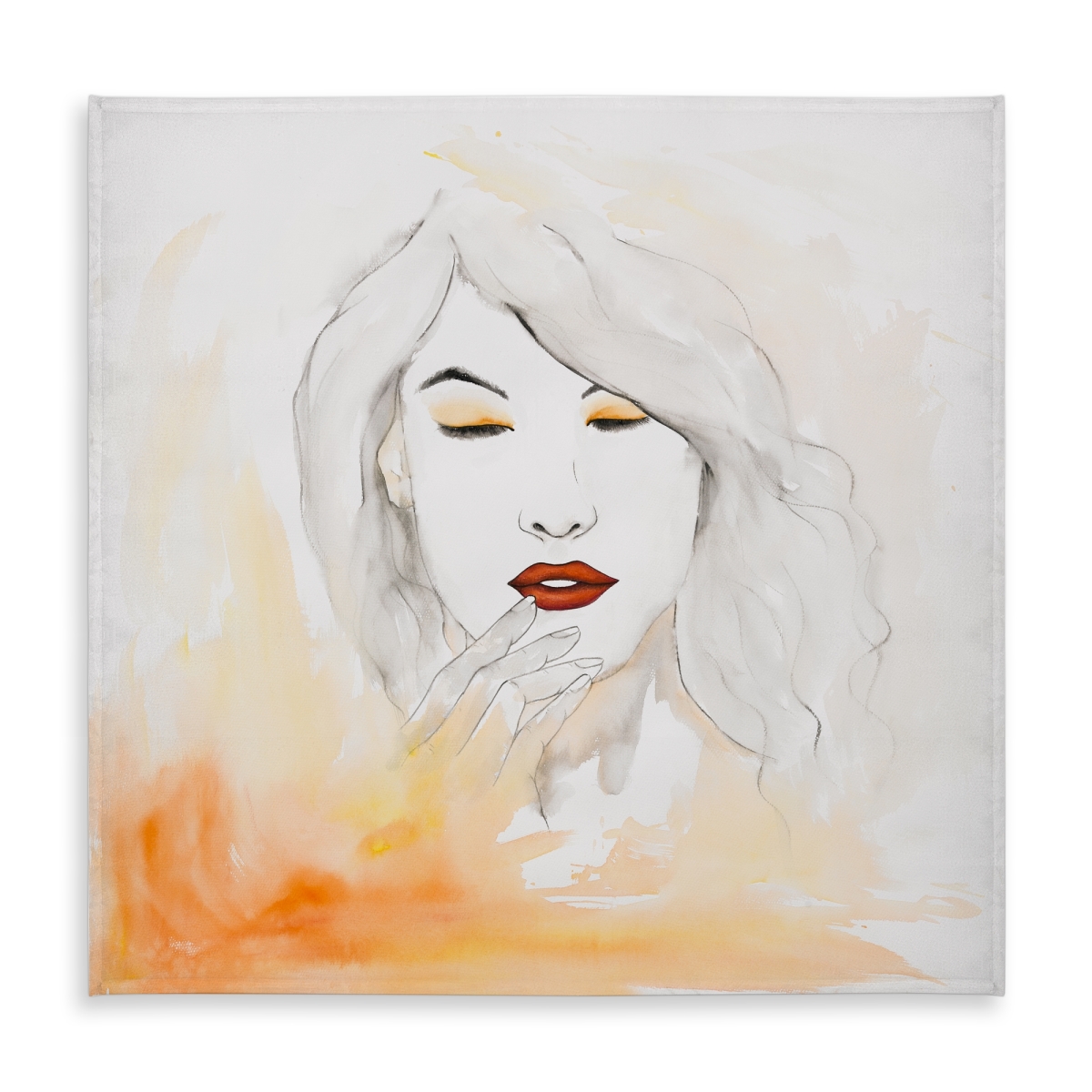 Picture of Begin Home Decor C1TC5858MRBOLC 58 x 58 in. Portrait in Watercolor - Orange Tablecloth for Home Decor