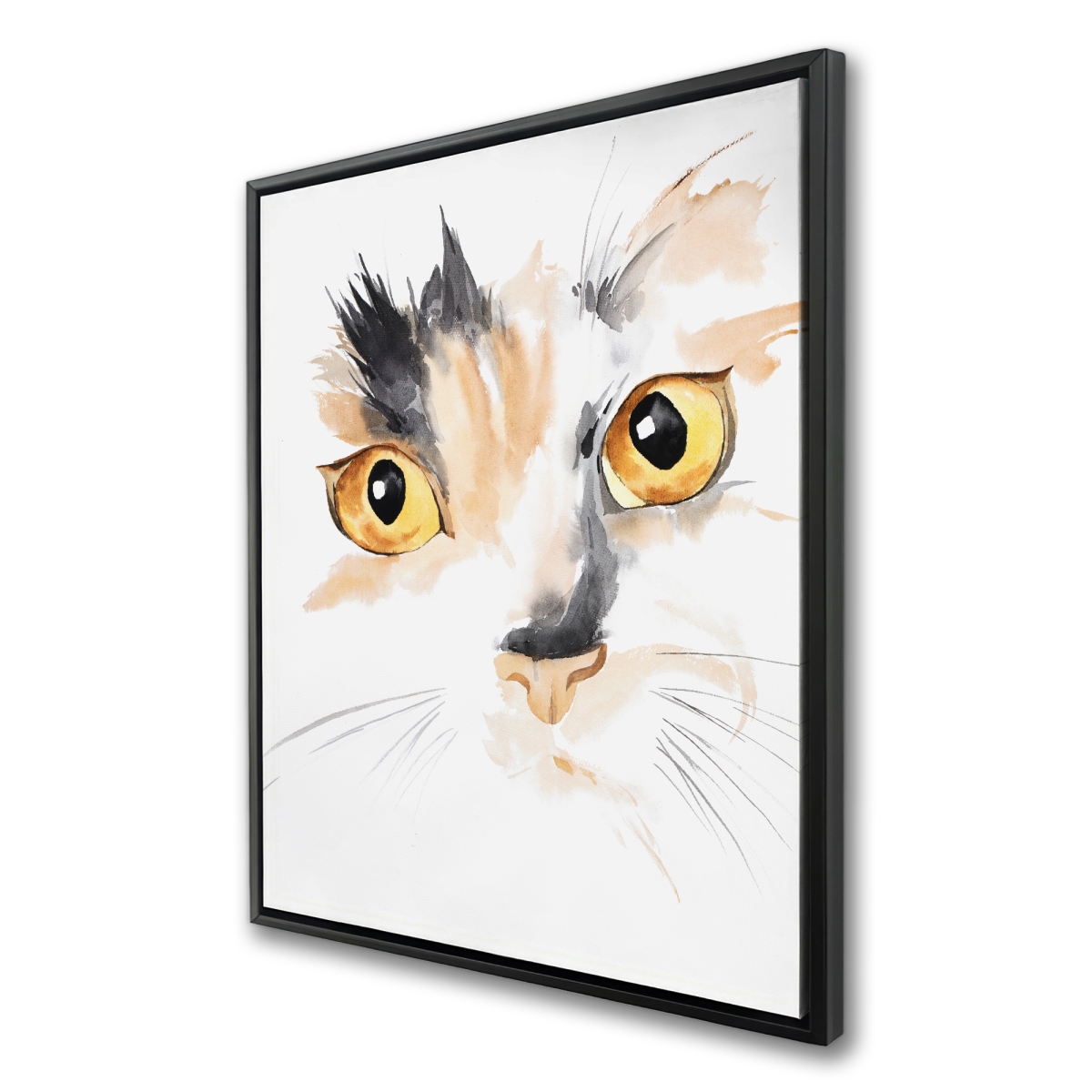 C1FC36481Q4AZ7 36 x 48 in. Watercolor Cat Face Closeup - Framed Canvas Art for Kids