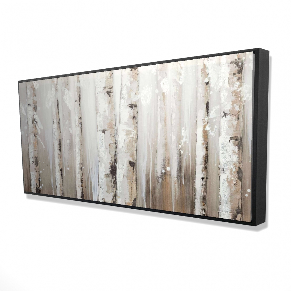2081-2448-LA21 24 x 48 in. White Birches on Gray Background - Framed Canvas Art for Home