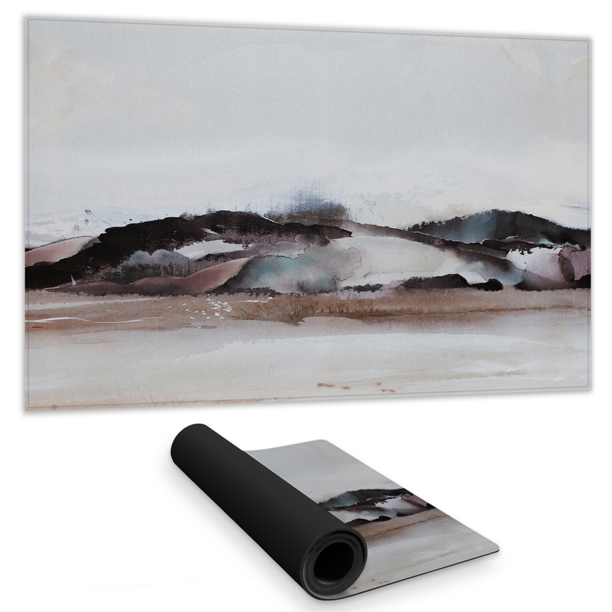 C1DM1424H67EYM 14 x 24 in. Watercolor Mountains - Trees Landscapes Gaming Mat - Home Decor
