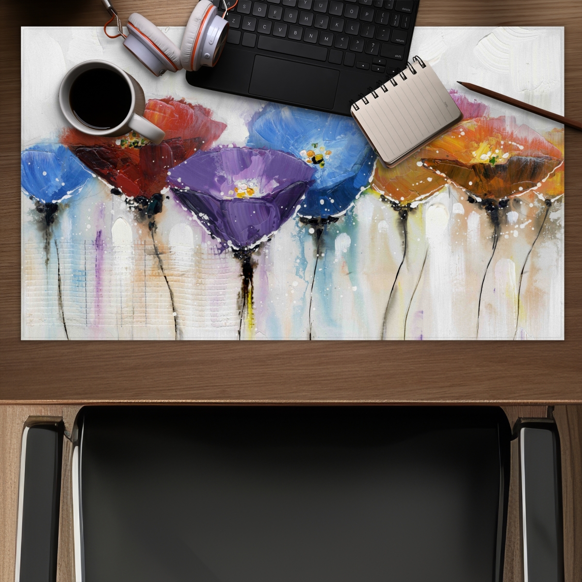 C1DM14242CIGU6 14 x 24 in. Colorful Flowers - Office Floral Gaming Mat for Home Decor