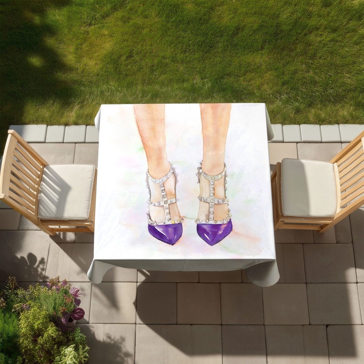Picture of Begin Home Decor C1TC58588EEEJX 58 x 58 in. Purple Studded High Heels - Stylish Footwear for Any Occasion