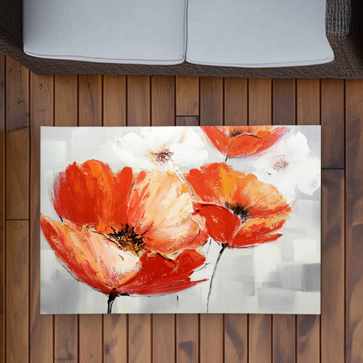 C1ROAR234R1U9Z 2 x 3 ft. Red Wild Flowers in the Wind - Botanical Outdoor Area Rug - Rectangle