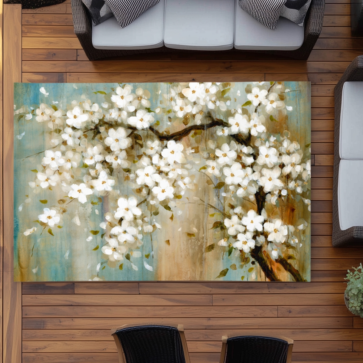 C1ROAR572AM0KX 5 x 7 ft. Relaxing Cherry Blossoms Rug - Asian Outdoor Bedroom Decor - Rectangle