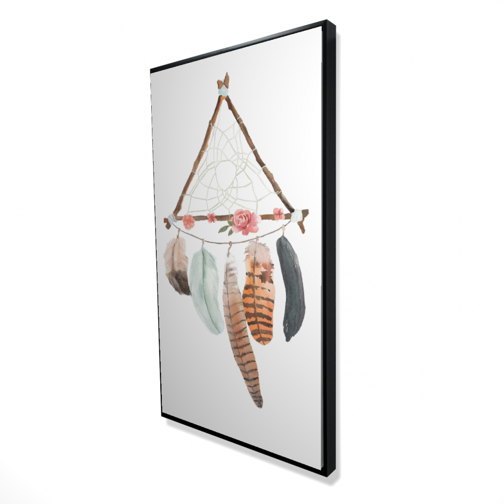 2081-4824-MI95 24 x 48 in. Triangular Dream Catcher - Bedroom Spiritual Canvas Decor