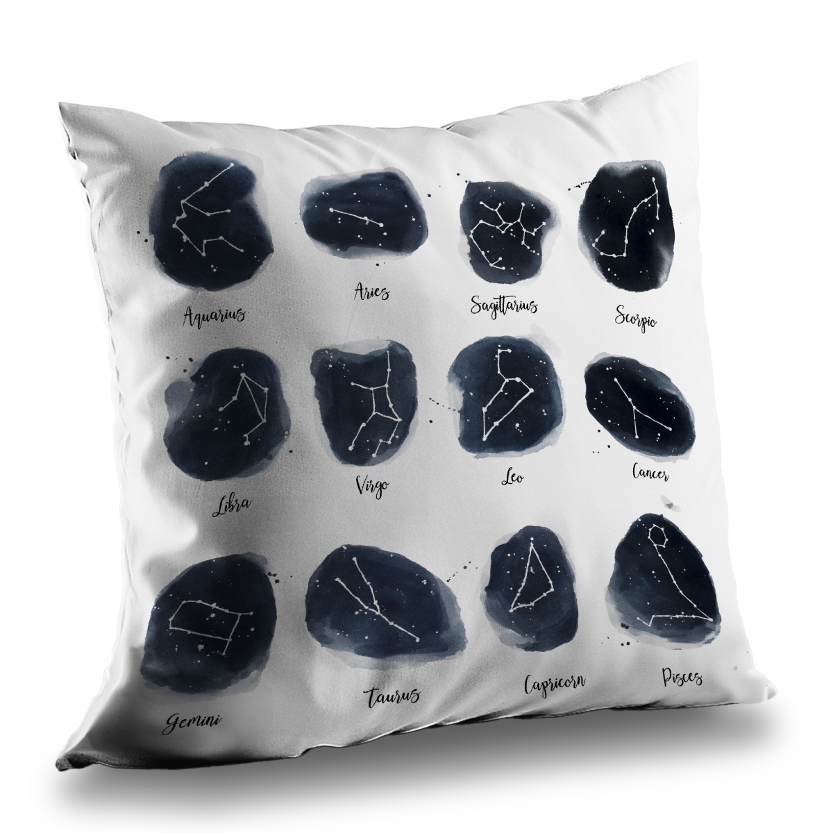 C1PC14142K4RZI 14 x 14 in. Constellations Zodiac Signs Throw - White Poly Twill Decor