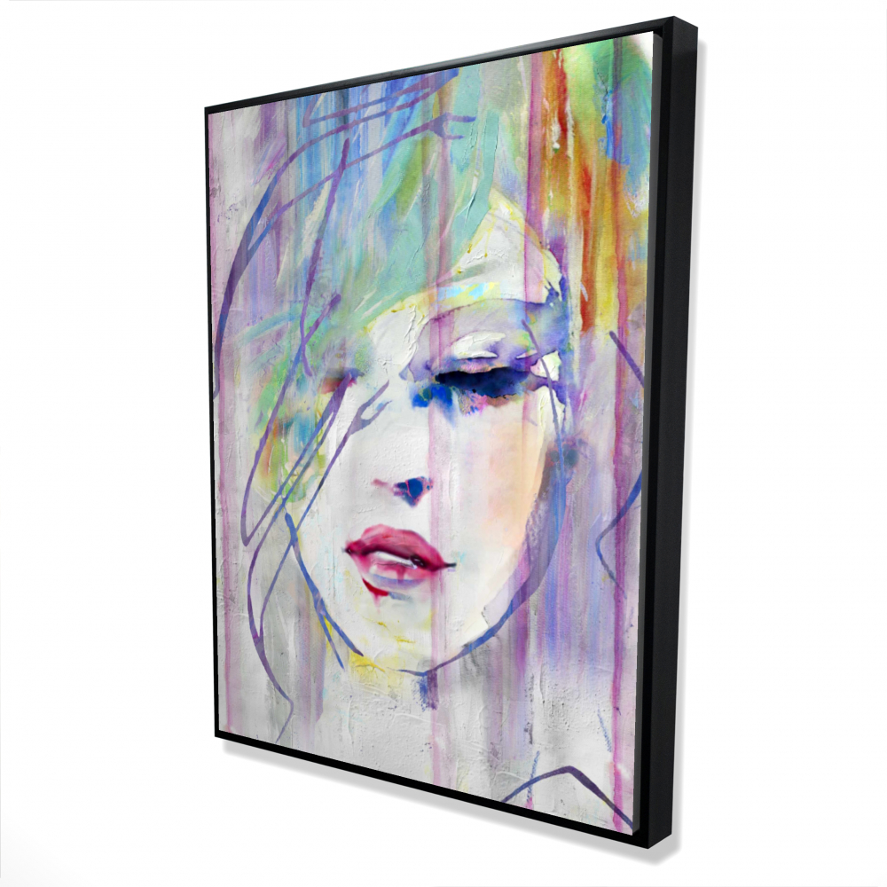 2081-4836-FI7 36 x 48 in. Abstract Beauty - Figurative Illustrative Framed Canvas Art