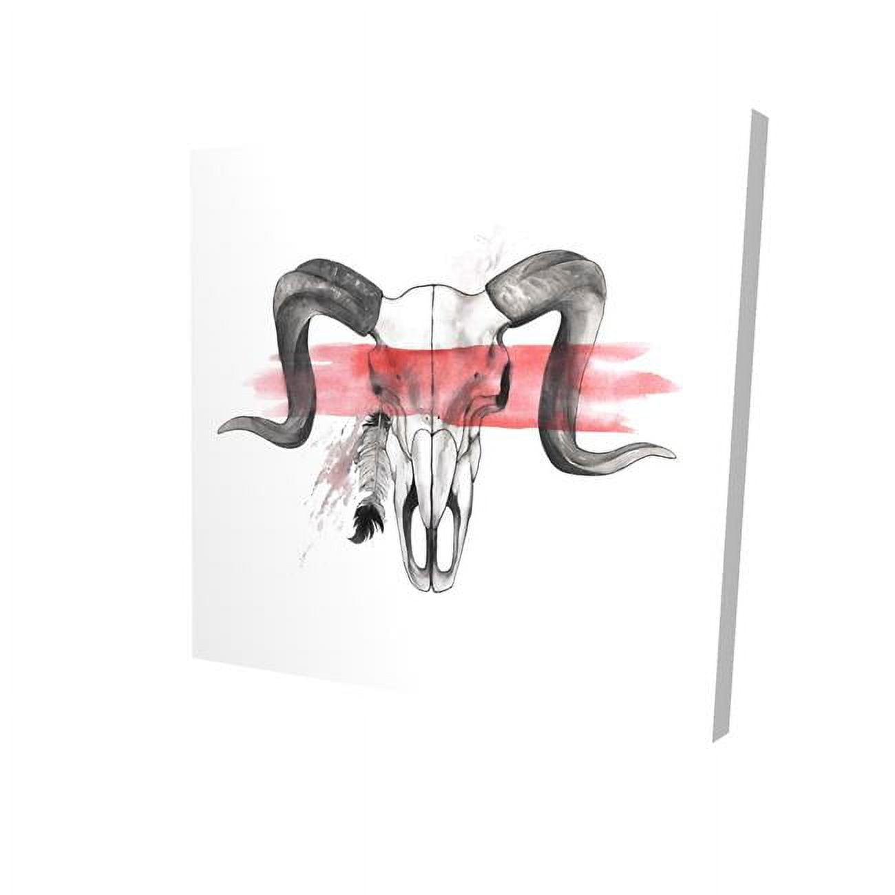 16 x 16 in. Aries Skull with Feather-Print on Canvas