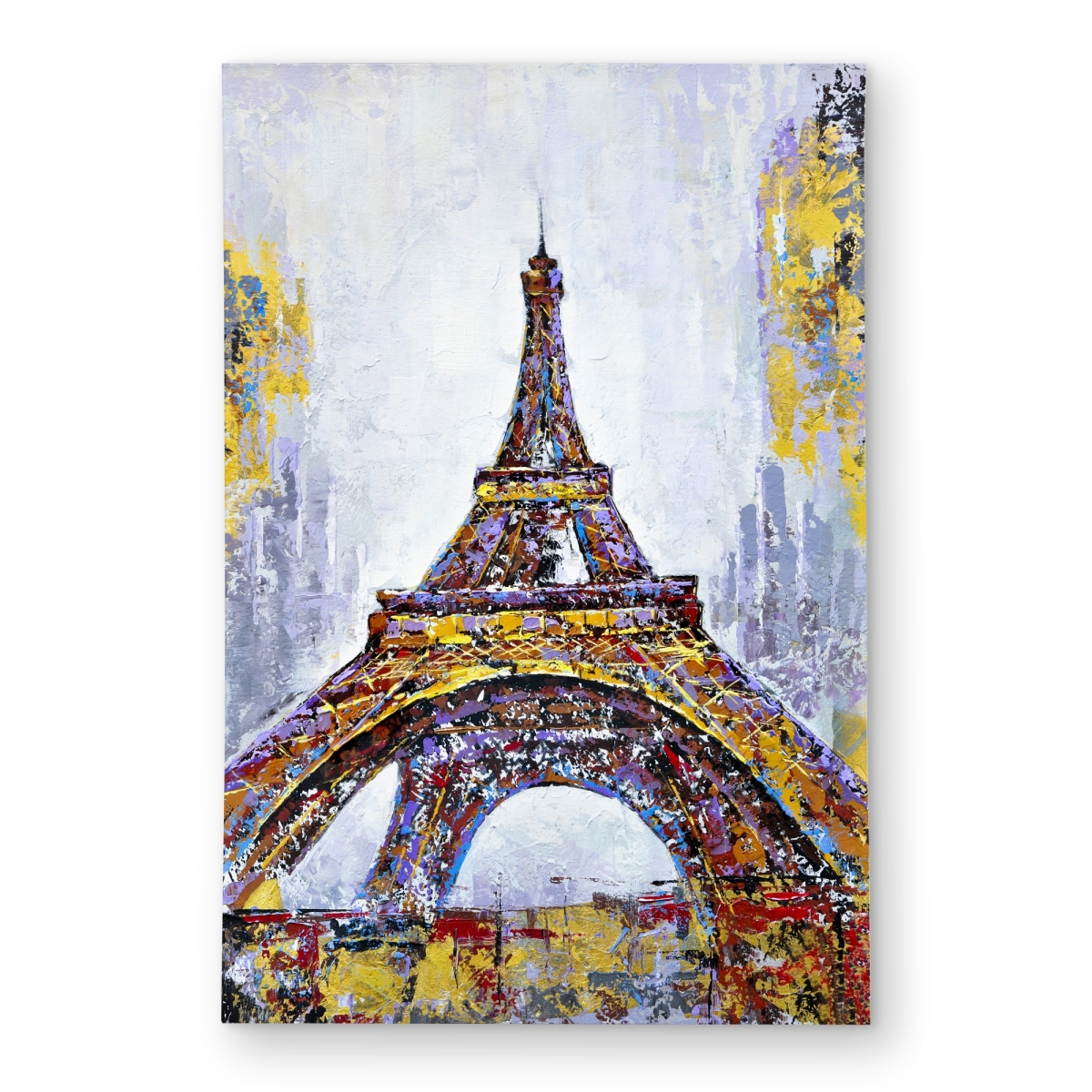 C1ROAR46P4PG72 4 x 6 ft. Abstract Paint Splash Eiffel Tower Rug - Purple Living Room Decor - Rectangle