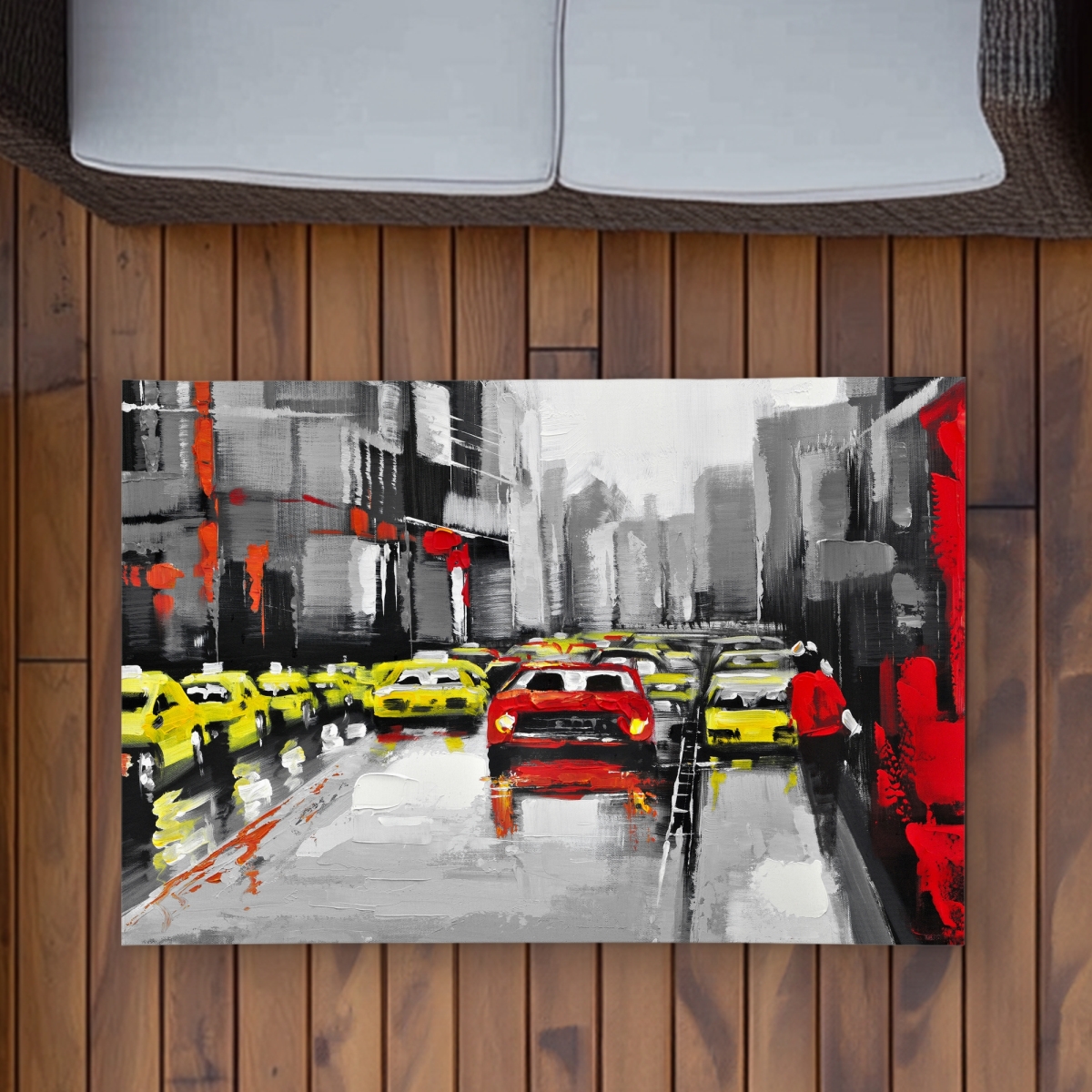 C1ROAR23T9UCRH 2 x 3 ft. Abstract Traffic By a Rainy Day - Cities Scenic Outdoor Rug - Rectangle