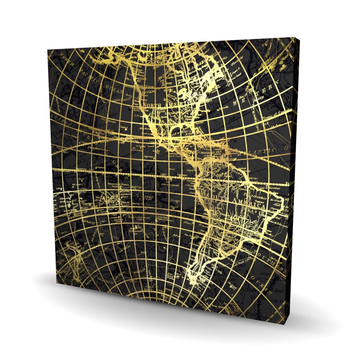 C1RC3636O0IIR8 36 x 36 in. Black & Marine World Map Globe - Office Blueprints Canvas Decor