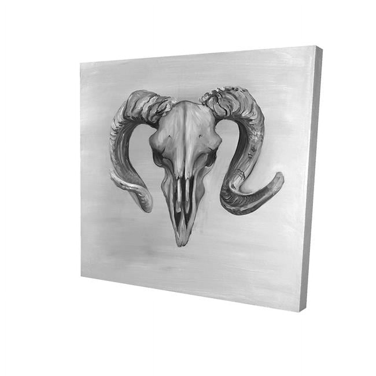 16 x 16 in. Greyscale Aries Skull-Print on Canvas