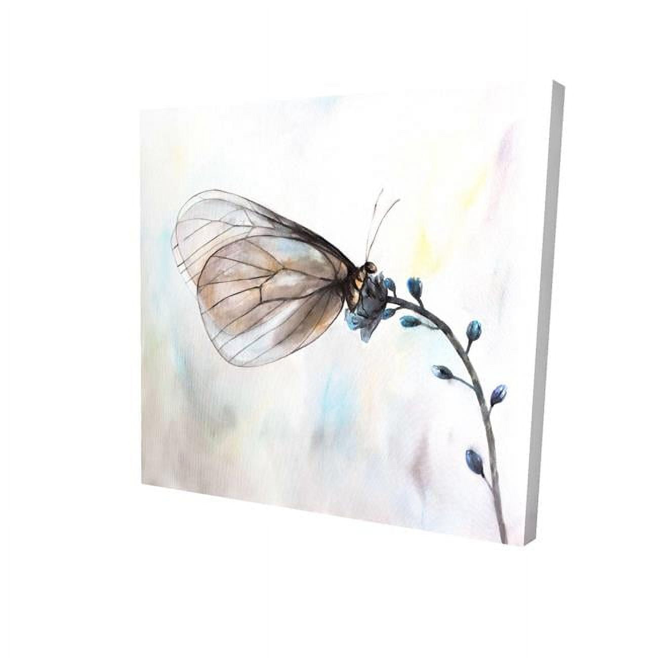 16 x 16 in. Butterfly on Blue Flowers-Print on Canvas