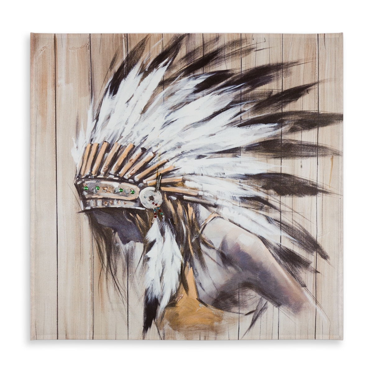 Picture of Begin Home Decor C1TC5858BS4BBY 58 x 58 in. Indian with Feathers Tablecloth - Black Indoor Outdoor Decor