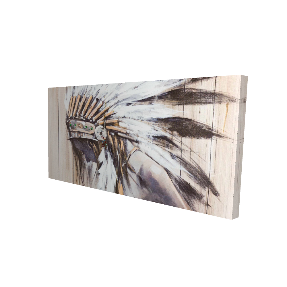 2080-2448-MI48 24 x 48 in. Indian with Feathers - Miscellaneous Bedroom Canvas Decor