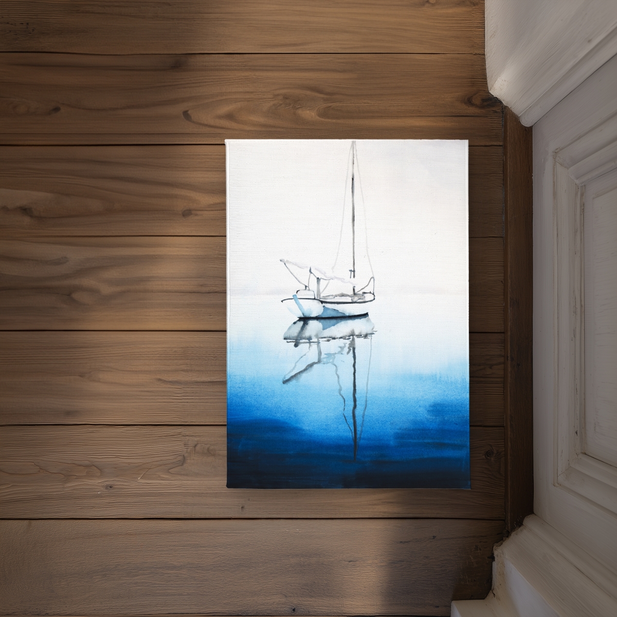 CODM17248ETH5L 17 x 24 in. White Boat on Deep Blue Water Door Mat - Scenic Sea Decor