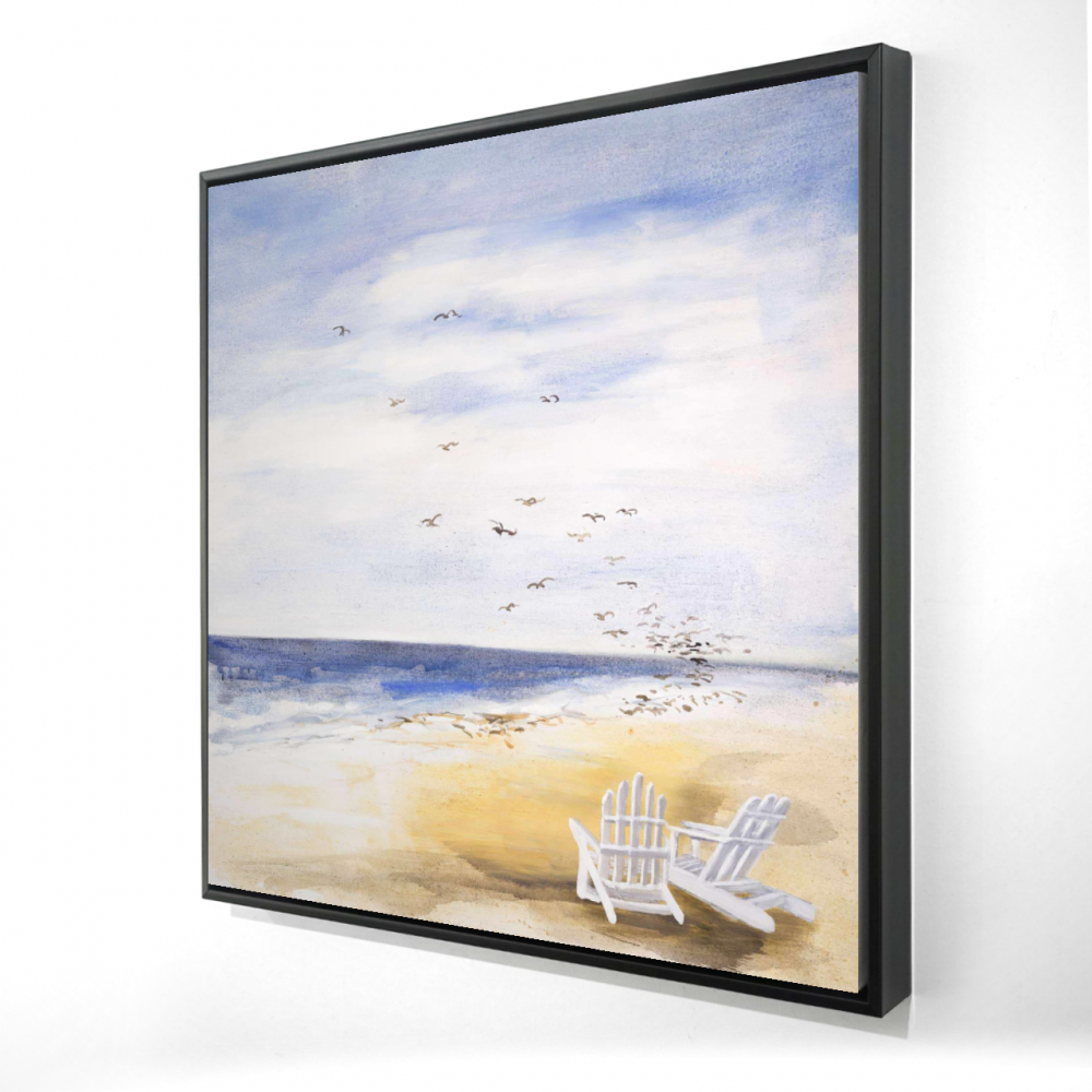2081-3636-CO14 36 x 36 in. Day At the Beach - Illustrated Travel Canvas for Home Decor