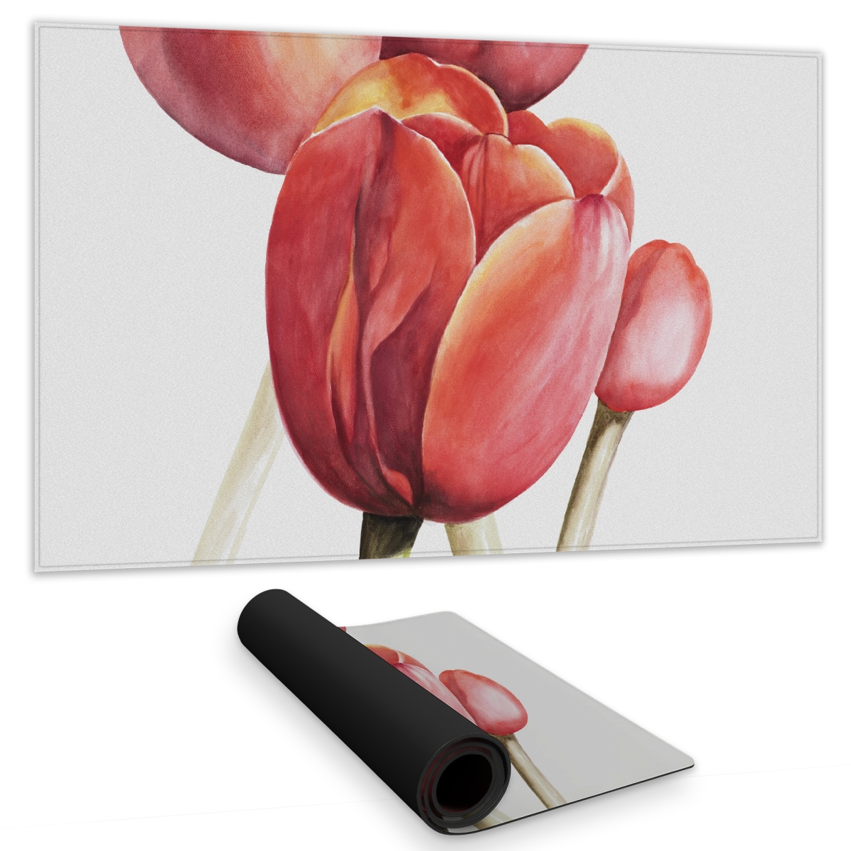 C1DM1424GGMYYM 14 x 24 in. Blossoming Tulips Closeup - Red Gaming Mat for Home Decor