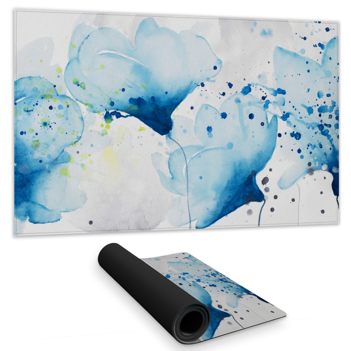 C1DM1424NM78JS 14 x 24 in. Watercolor Paint Splash Flowers Gaming Mat - Floral Home Decor