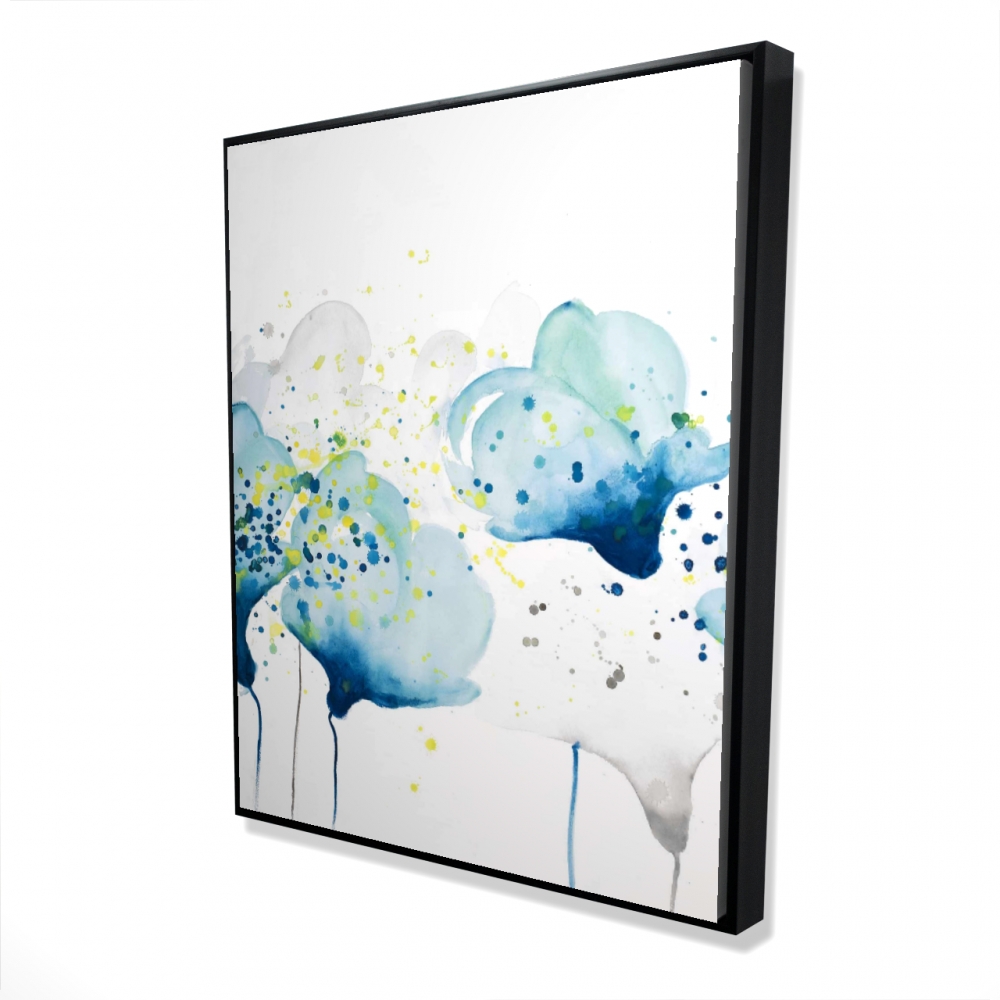 2081-6048-FL250 48 x 60 in. Dotted Paint Splash Flowers - Framed Canvas Office Decor