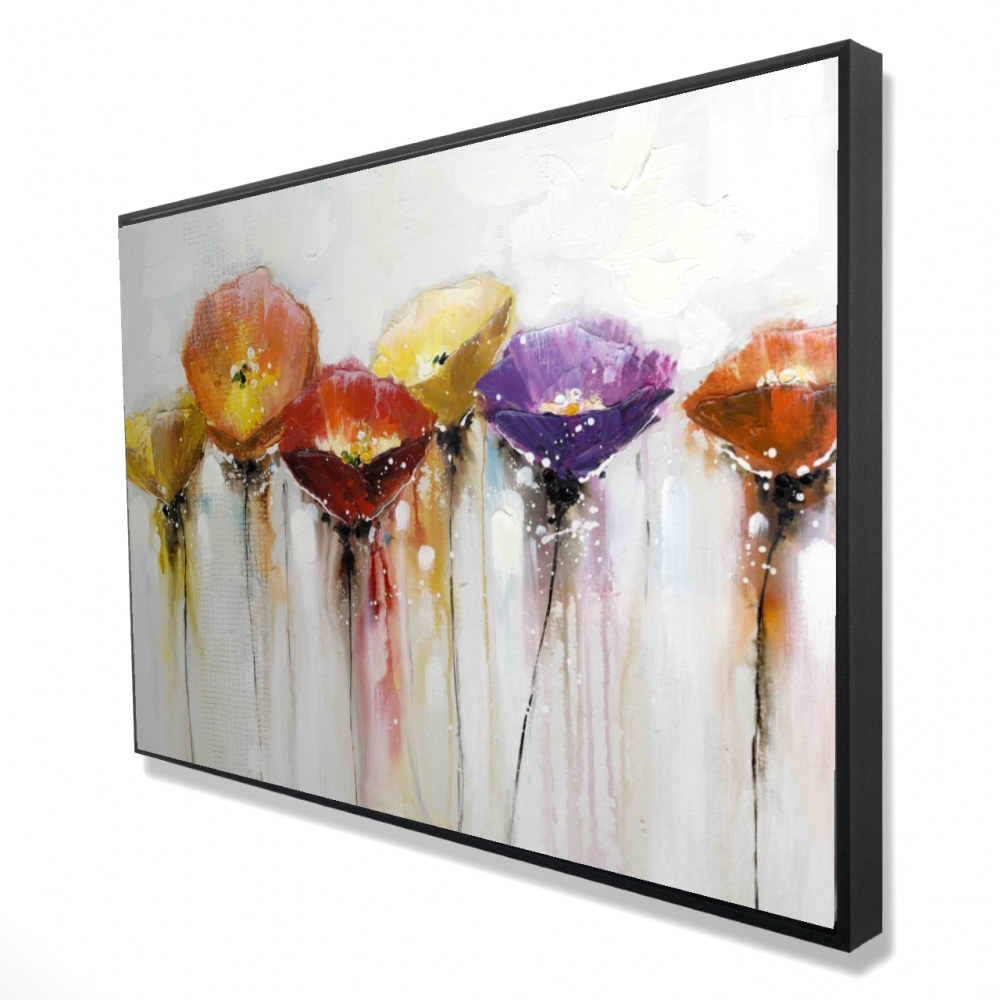 2081-2436-FL47 24 x 36 in. Multiple Colorful Abstract Flowers - Red Romantic Canvas Art