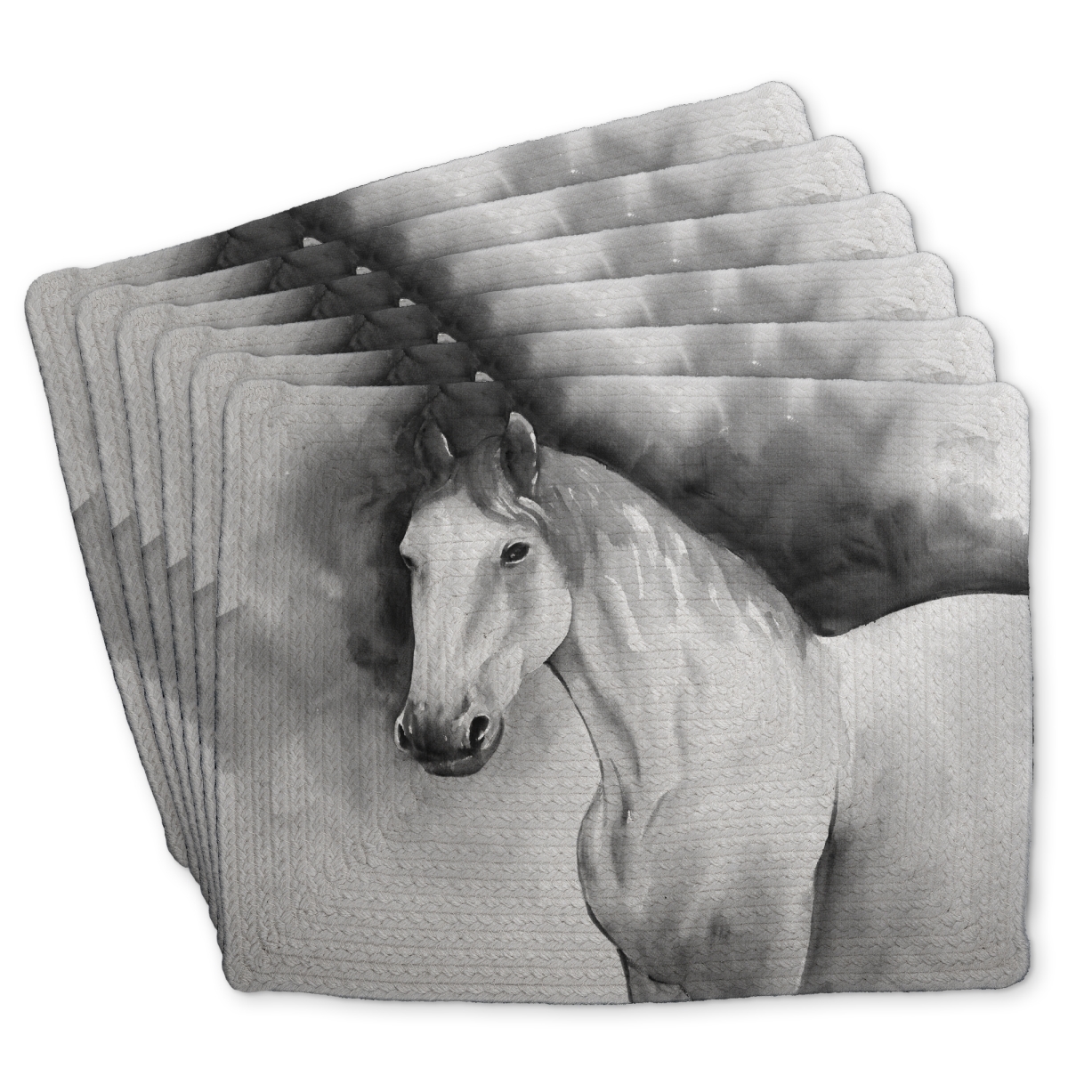 Picture of Begin Home Decor C6BP14186AE8J3 14 x 18 in. Domino Horse Braided Polyester Placemat - Home Decor Accent - Set of 6