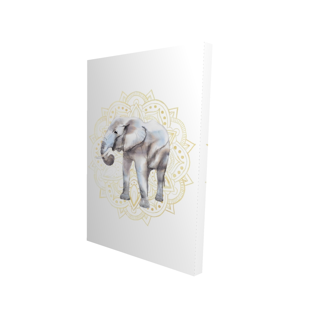 2080-3624-AN391 24 x 36 in. Elephant on Mandalas Pattern - Beige Canvas Home Decor