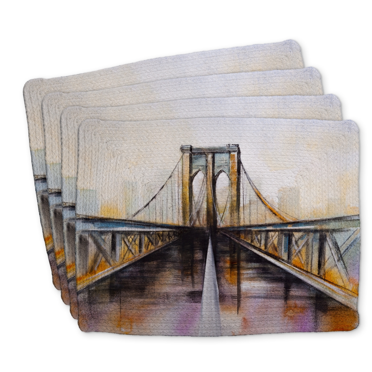 Picture of Begin Home Decor C4BP1418024ZML 14 x 18 in. Colorful Brooklyn Bridge Braided Polyester Placemat - Home Decor - Set of 4