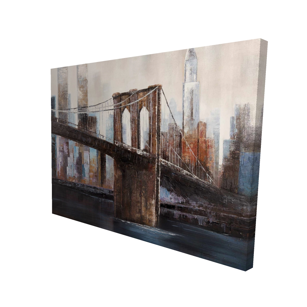 2080-3648-CI235 36 x 48 in. Urban Brooklyn Bridge - Beige Cities Canvas for Home Decor