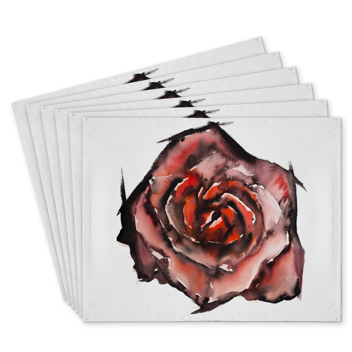Picture of Begin Home Decor C6PP141840154L 14 x 18 in. Watercolor Rose Polyester Placemat - Elegant Home Decor - Set of 6