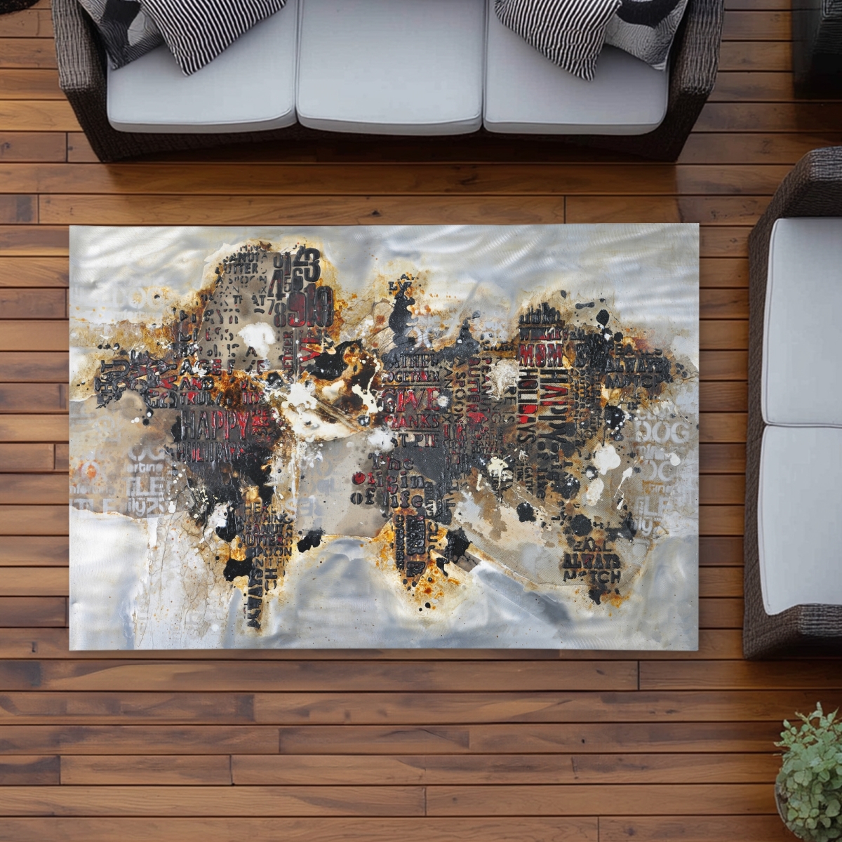C1ROAR469YJKYE 4 x 6 ft. Texturized World Map Rug - Satellite View Cities Home Decor - Rectangle