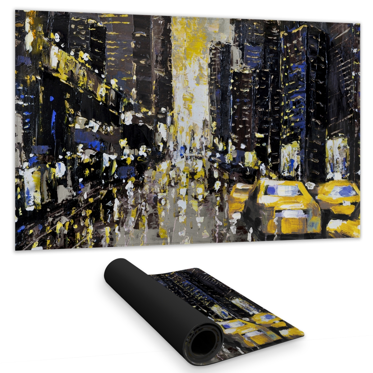 C1DM14245OVG8W 14 x 24 in. Abstract City Gaming Mat - Textured Design with Yellow Taxis