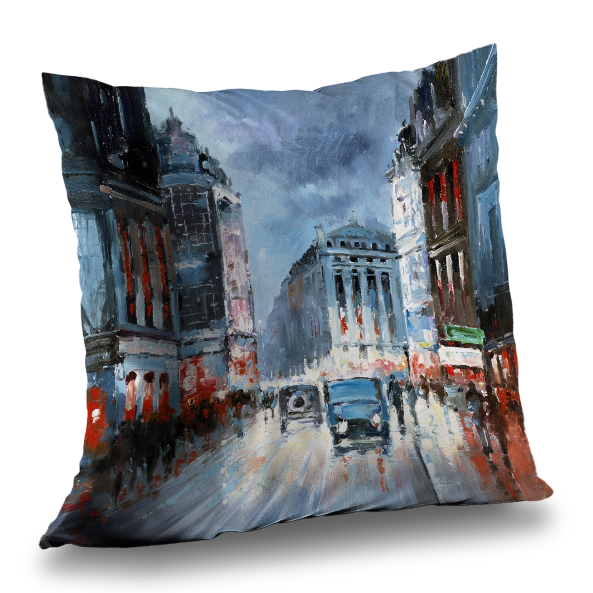 C1PC141490MKLU 14 x 14 in. Abstract Red & Blue City - Building Red Poly Twill Throw