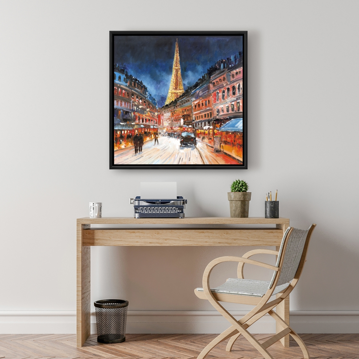 C1FC2424UDTFGB 24 x 24 in. Illuminated Paris - Blue Contemporary Framed Canvas Art