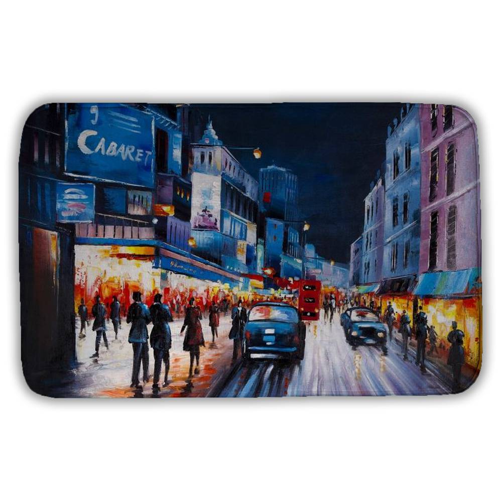 5930-2134-CI182 21 x 34 in. Cabaret Evening - Orange Cities Bath Mat for Home Decor