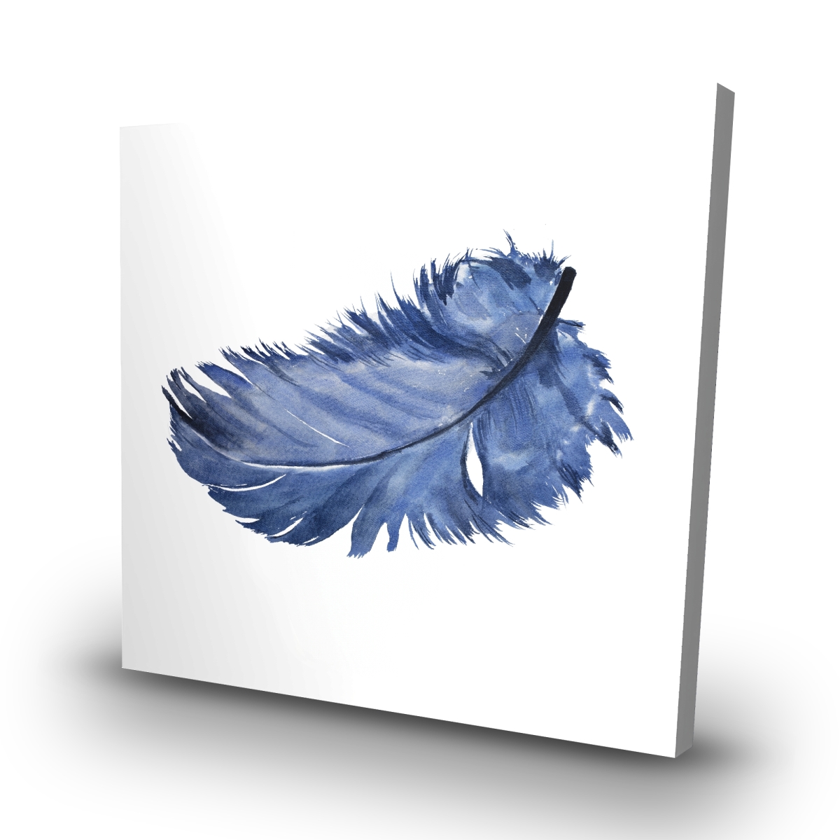 C1RC3232FVSJOA 32 x 32 in. Watercolor Blue Feather Canvas Art - Home Decor Accent