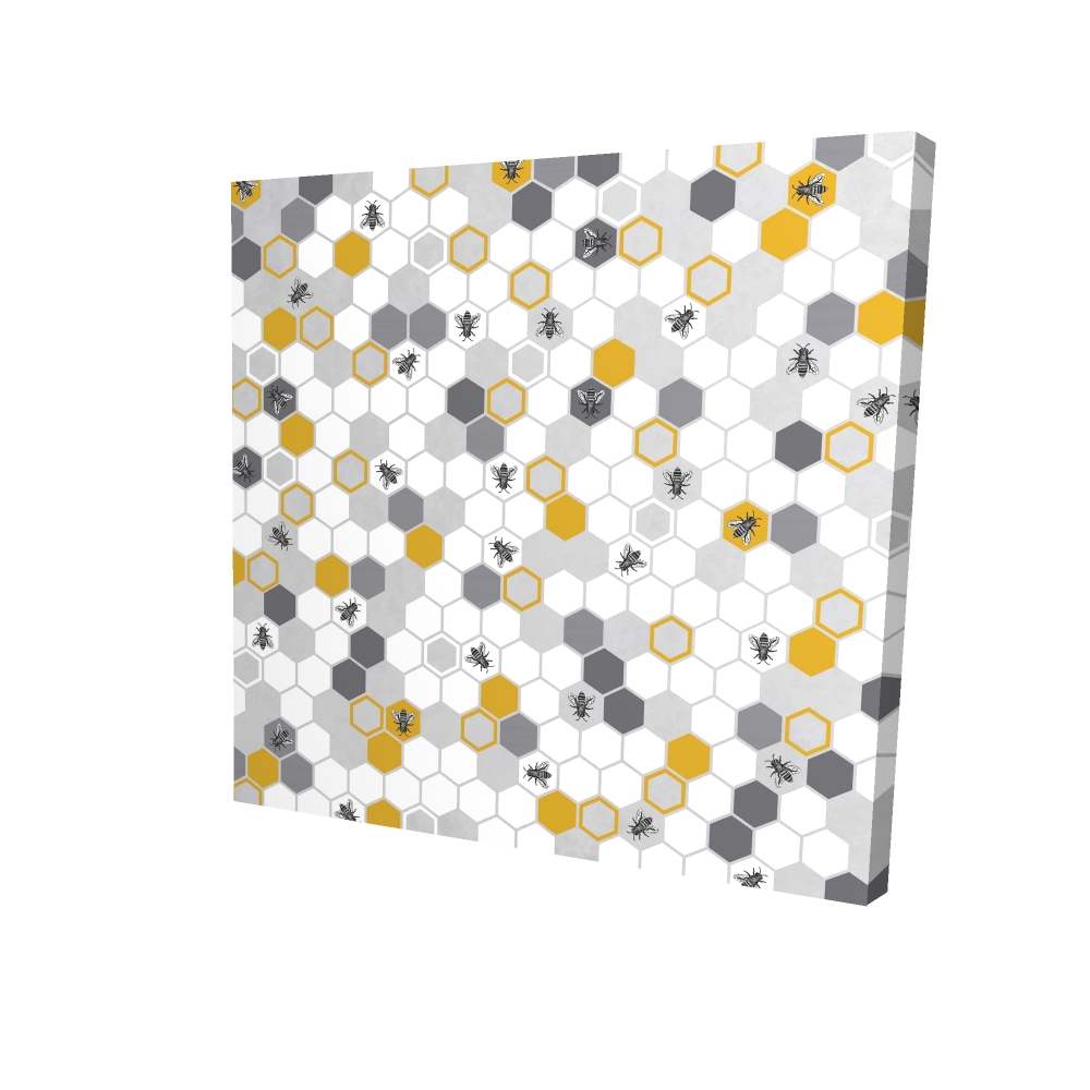 2080-0808-MI50 8 x 8 in. Beehive Pattern Gray Canvas - Home Decor Insect Illustration