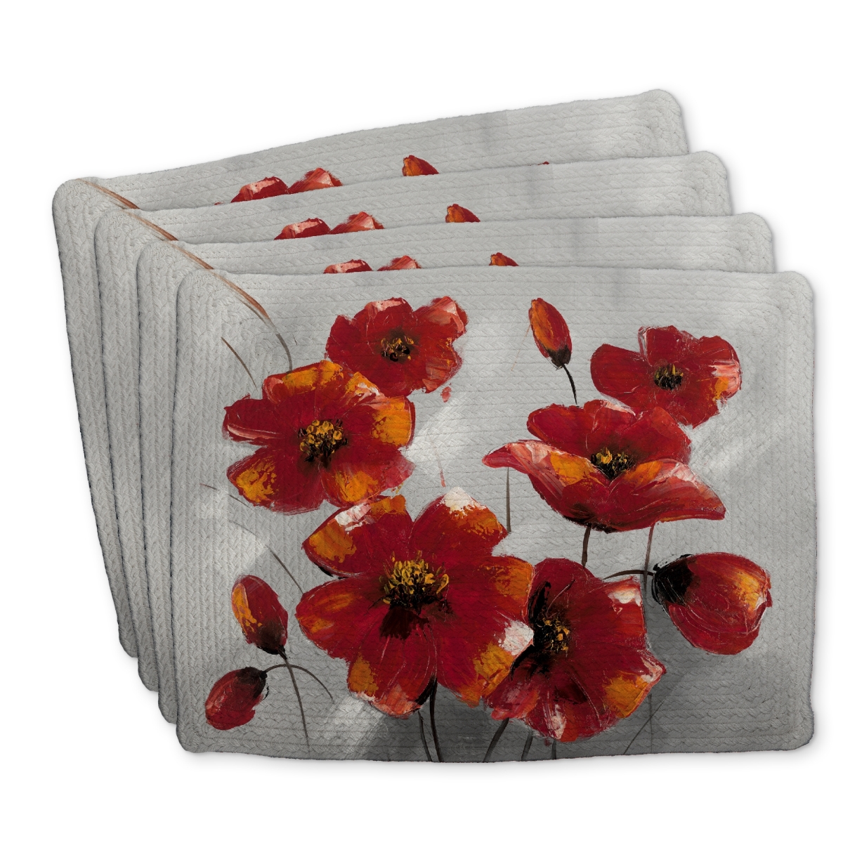 Picture of Begin Home Decor C4BP1418HP4EO6 14 x 18 in. Anemone Flowers Braided Polyester Placemat for Home Decor - Set of 4