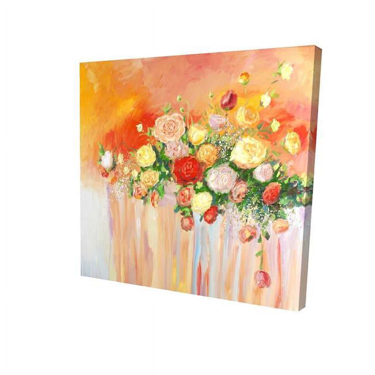 16 x 16 in. Bouquet of Multicolor Abstract Flowers-Print on Canvas