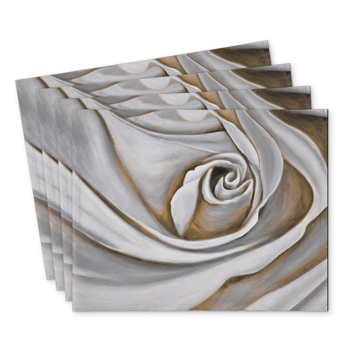 Picture of Begin Home Decor C4PP1418BW69C4 14 x 18 in. White Rose Closeup Polyester Placemat - Home Decor Accent - Set of 4