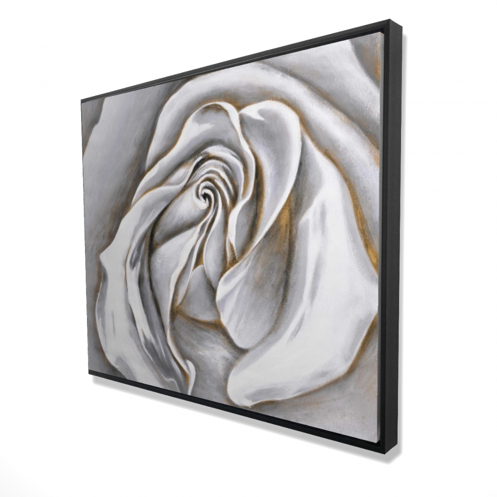 2081-4860-FL12 48 x 60 in. White Rose Delicate - Botanical Beige Framed Canvas Art