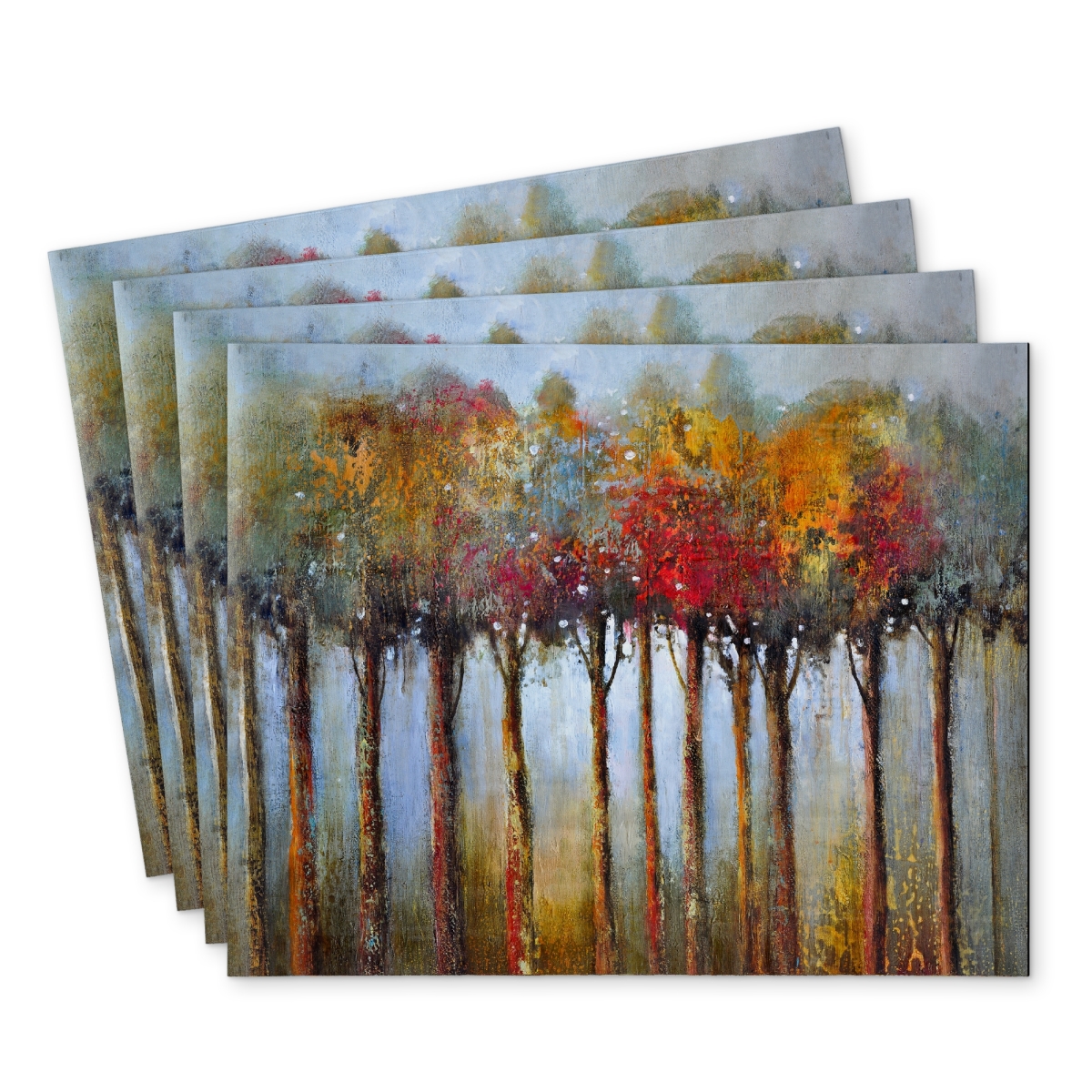 Picture of Begin Home Decor C4PP1418EKBTIJ 14 x 18 in. Colorful Leaves Trees Polyester Placemat - Home Decor Accent - Set of 4