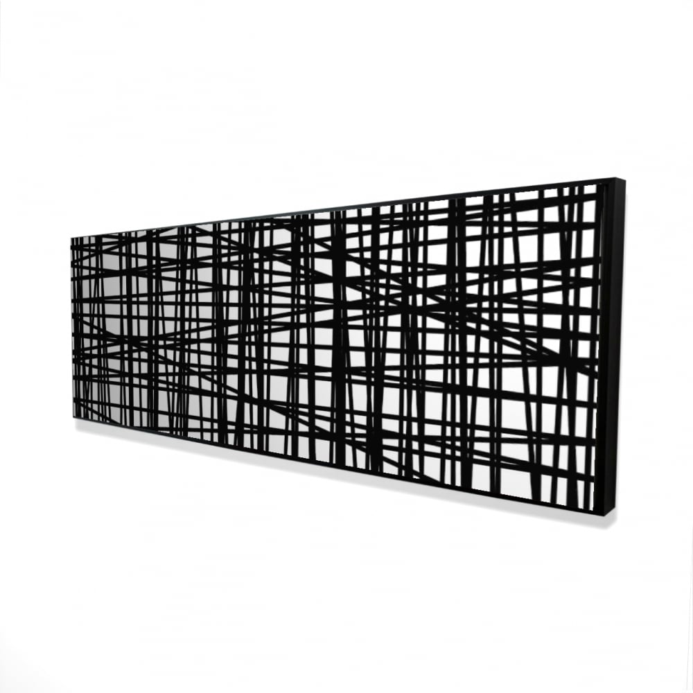 2081-2060-AB30 20 x 60 in. Abstract Small Stripes - White Framed Canvas Home Decor