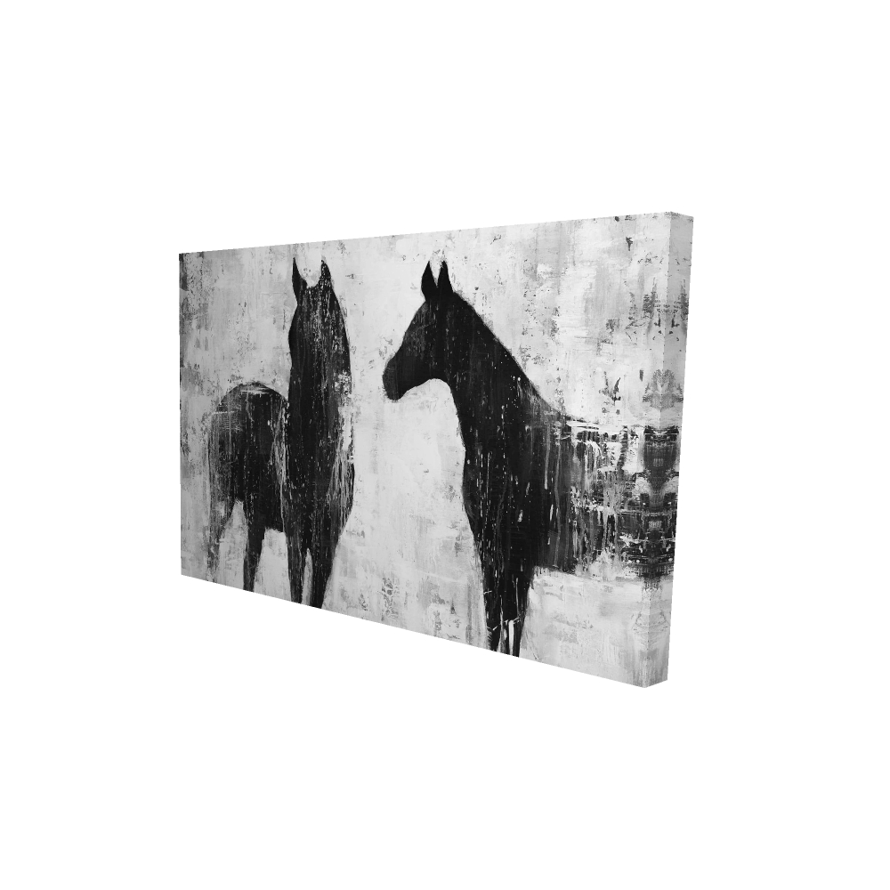 2080-2436-AN2 24 x 36 in. Black & White Horses Canvas - Home Decor