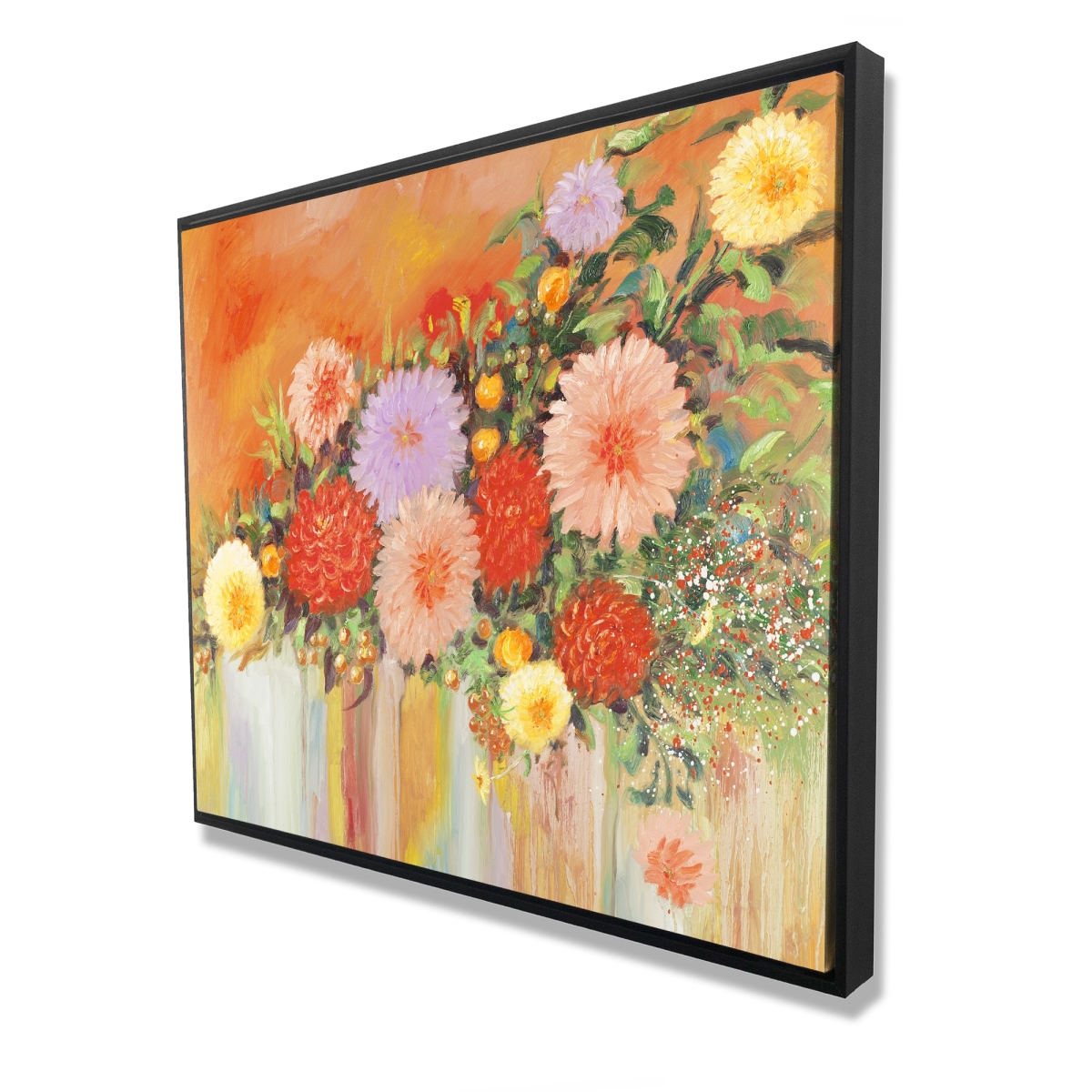 C1FC48606MB5DC 48 x 60 in. Colorful Abstract Flowers - Framed Canvas Home Decor