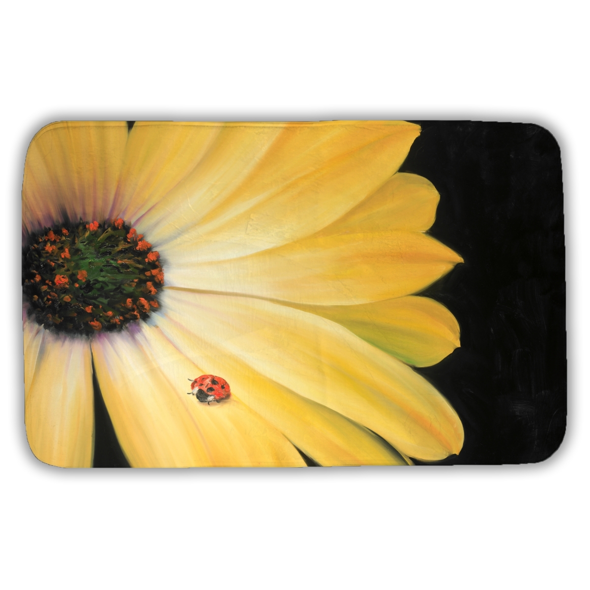 C1BM2134WTI9F7 21 x 34 in. Yellow Daisy & Ladybug Bath Mat - Romantic Floral Decor