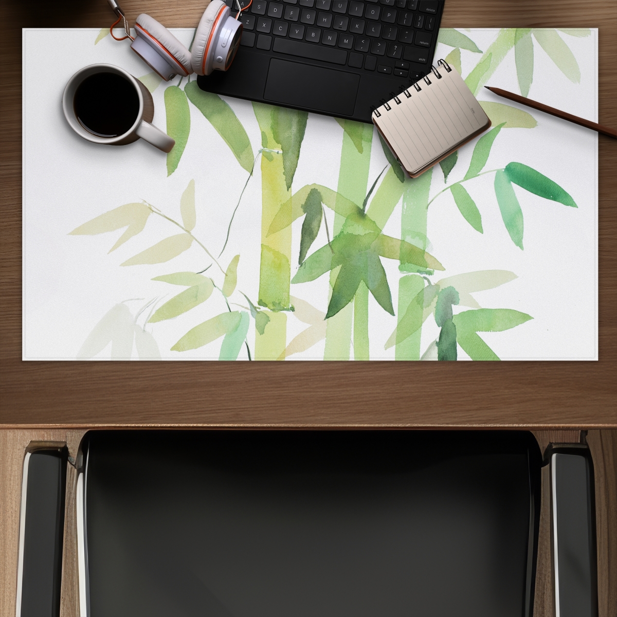 C1DM14243WWJ86 14 x 24 in. Watercolor Bamboo with Leaves - Bathroom Gaming Mat Decor