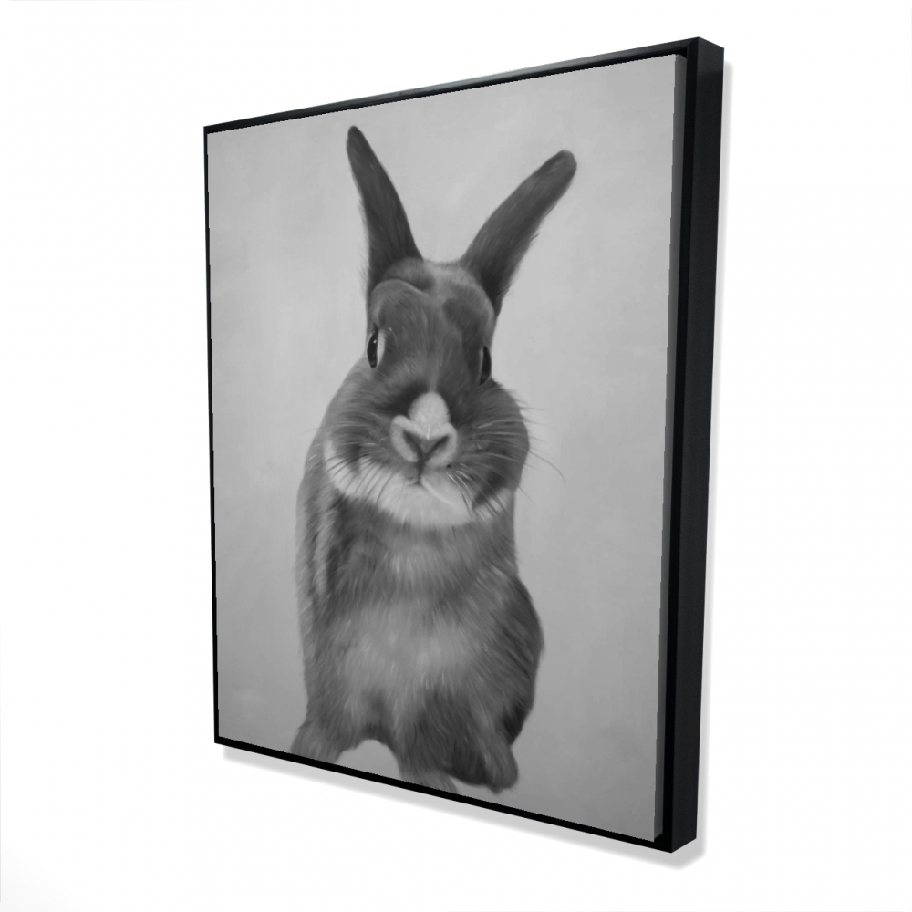 2081-6048-AN465 48 x 60 in. Funny Gray Rabbit - Framed Canvas for Home Decor - Pets Animals